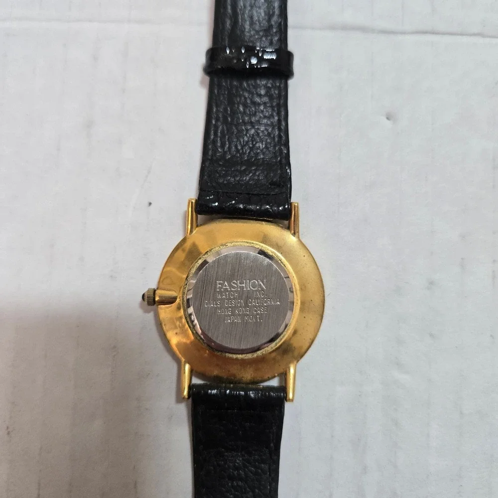 Vintage Diamante CNI Distribution Promo Watch Gold Tone Leather Japan Movt 80s